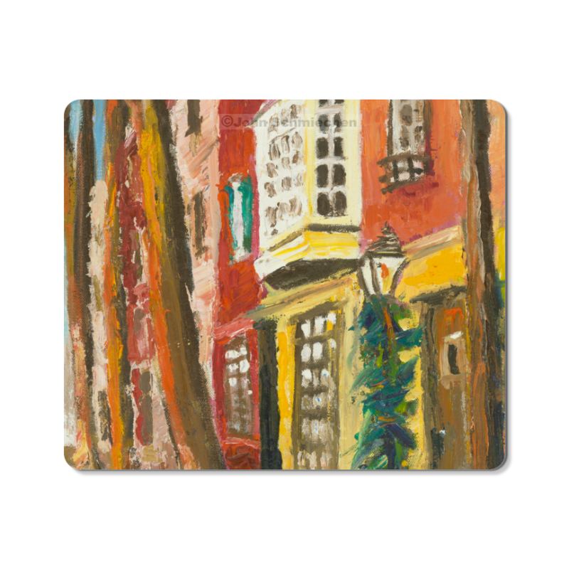Polyester mouse pad with open cell black rubber backing measures 9.30