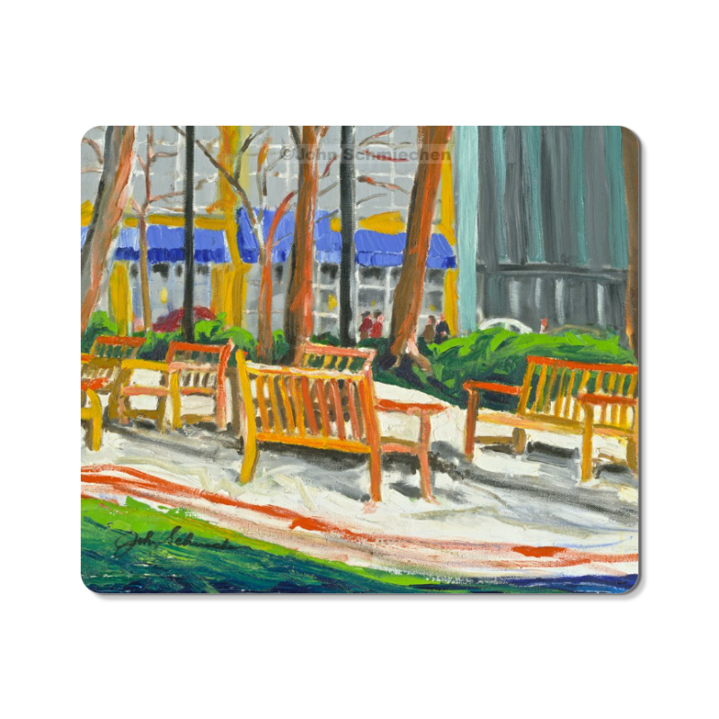 Polyester mouse pad with open cell black rubber backing measures 9.30