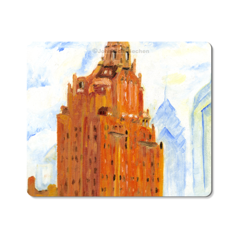 Polyester mouse pad with open cell black rubber backing measures 9.30