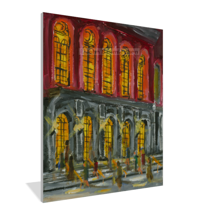 A giclée print is an elevation in printmaking technology on acid-free archival canvas and stretched over a 3/4