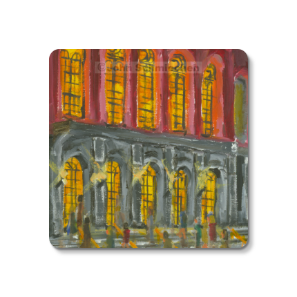 Sturdy 4″ square set of 5 rubber-backed coasters