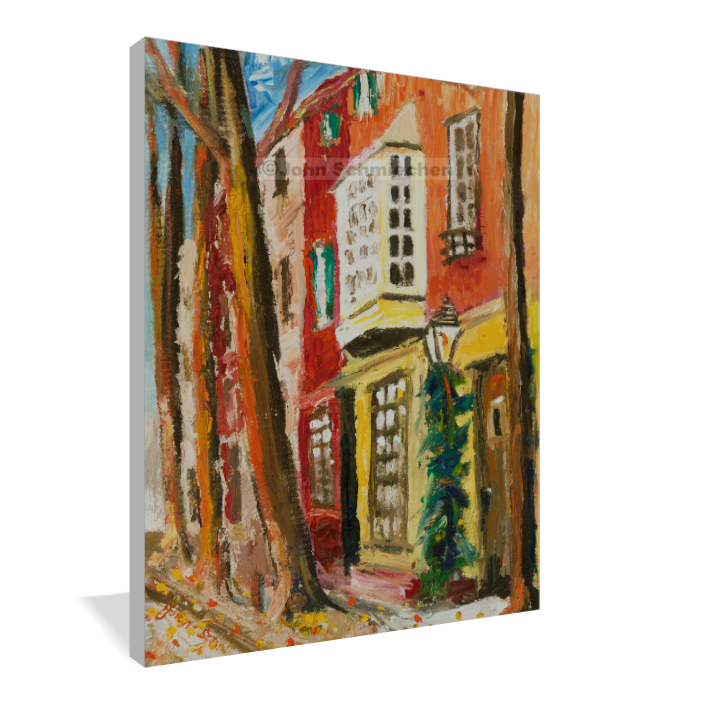 A giclée print is an elevation in printmaking technology on acid-free archival canvas and stretched over a 3/4