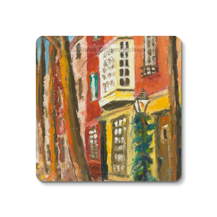 Sturdy 4″ square set of 5 rubber-backed coasters