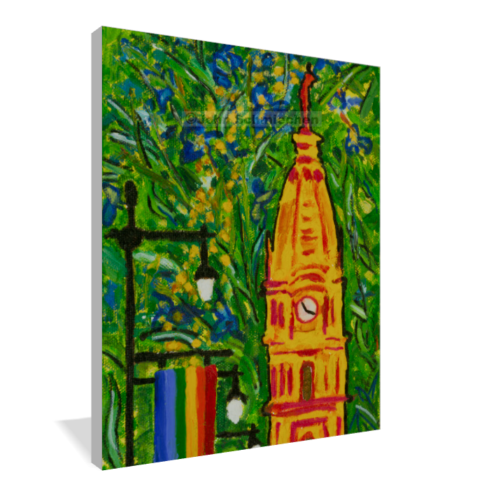 A giclée print is an elevation in printmaking technology on acid-free archival canvas and stretched over a 3/4