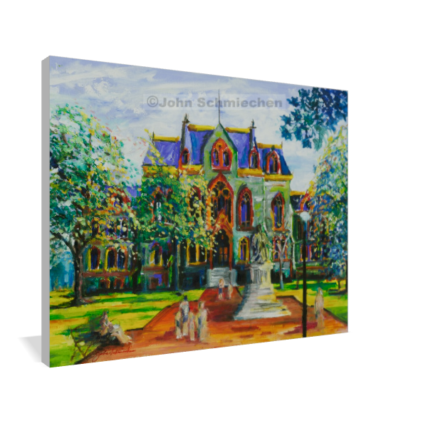 A giclée print is an elevation in printmaking technology on acid-free archival canvas and stretched over a 3/4