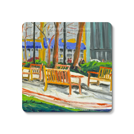 Sturdy 4″ square set of 5 rubber-backed coasters