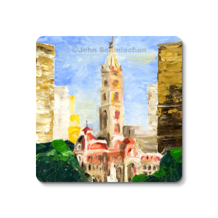 Sturdy 4″ square set of 5 rubber-backed coasters