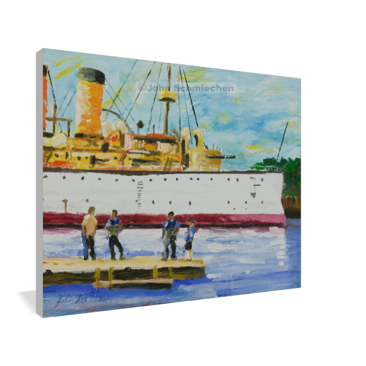 A giclée print is an elevation in printmaking technology on acid-free archival canvas and stretched over a 3/4