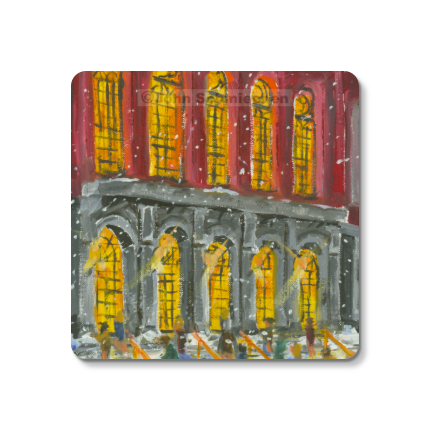 Sturdy 4″ square set of 5 rubber-backed coasters