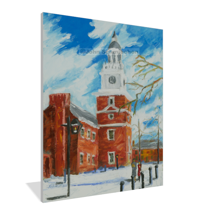 A giclée print is an elevation in printmaking technology on acid-free archival canvas and stretched over a 3/4