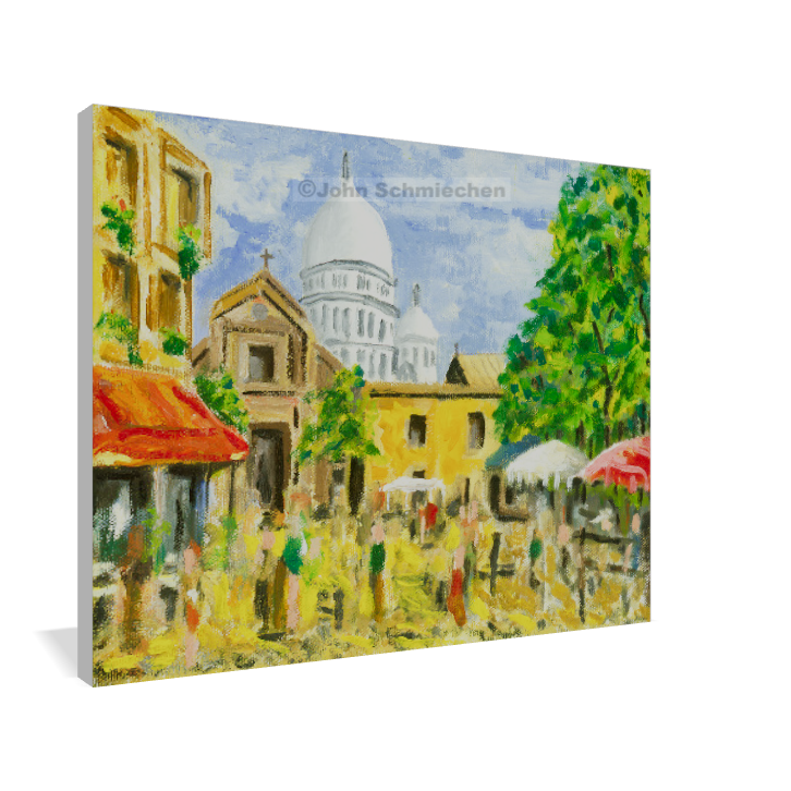 A giclée print is an elevation in printmaking technology on acid-free archival canvas and stretched over a 3/4