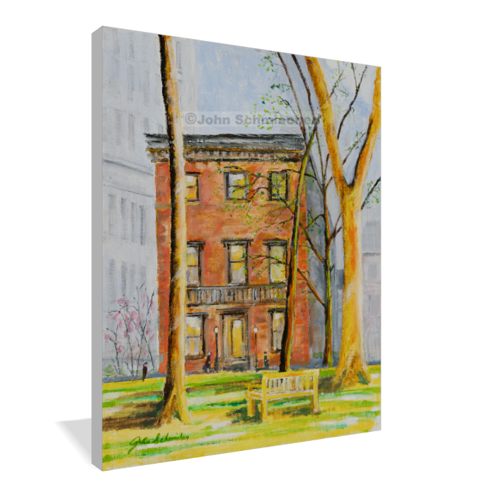 A giclée print is an elevation in printmaking technology on acid-free archival canvas and stretched over a 3/4