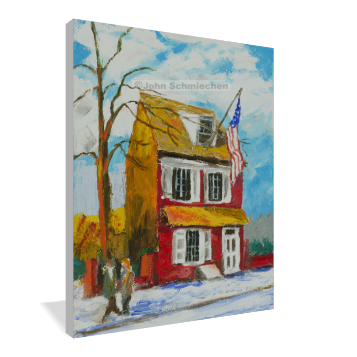 A giclée print is an elevation in printmaking technology on acid-free archival canvas and stretched over a 3/4