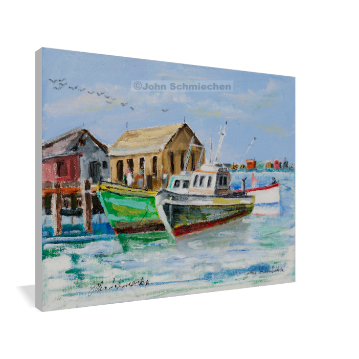 A giclée print is an elevation in printmaking technology on acid-free archival canvas and stretched over a 3/4