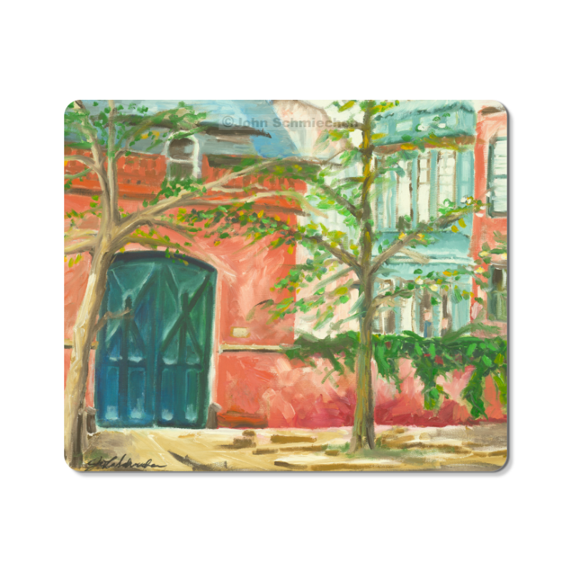 Polyester mouse pad with open cell black rubber backing measures 9.30