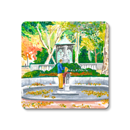 Sturdy 4″ square set of 5 rubber-backed coasters