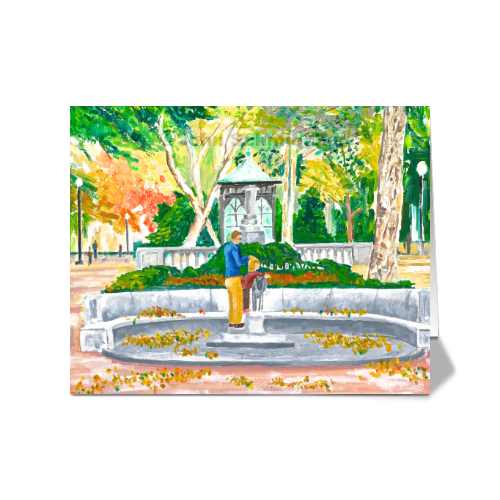 4” x 5” vibrant, glossy note cards are blank inside, feature a full description of the image on the back, and include white envelopes