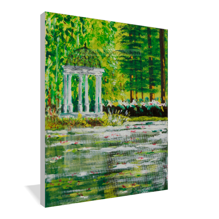 A giclée print is an elevation in printmaking technology on acid-free archival canvas and stretched over a 3/4