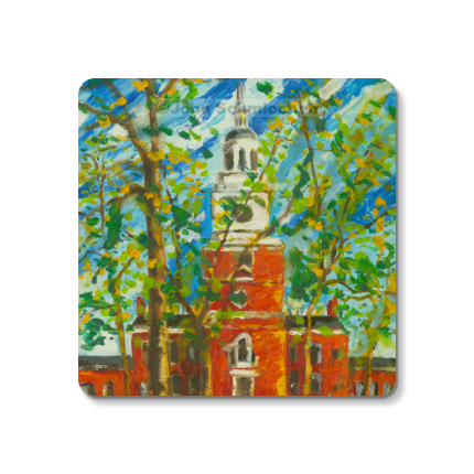 Sturdy 4″ square set of 5 rubber-backed coasters