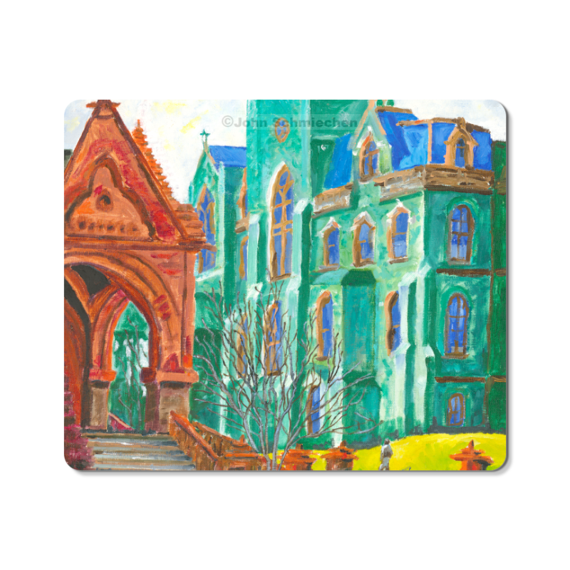 Polyester mouse pad with open cell black rubber backing measures 9.30