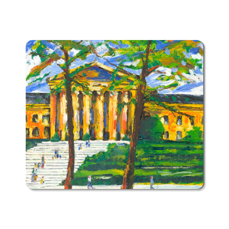 Polyester mouse pad with open cell black rubber backing measures 9.30