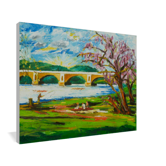 A giclée print is an elevation in printmaking technology on acid-free archival canvas and stretched over a 3/4