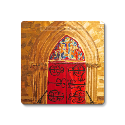 Sturdy 4″ square set of 5 rubber-backed coasters