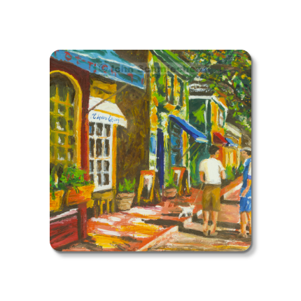Sturdy 4″ square set of 5 rubber-backed coasters