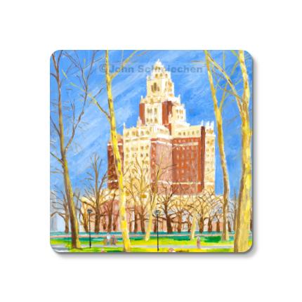 Sturdy 4″ square set of 5 rubber-backed coasters